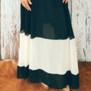 Turquoise Haven Black and Ivory Maxi Skirt